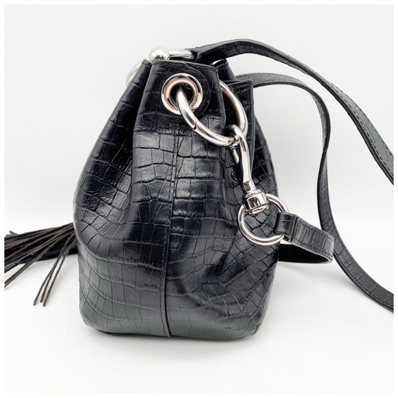 Rebecca Minkoff Embossed‎ Leather Mini Kate Bucket Bag in Black - Picture 6 of 15
